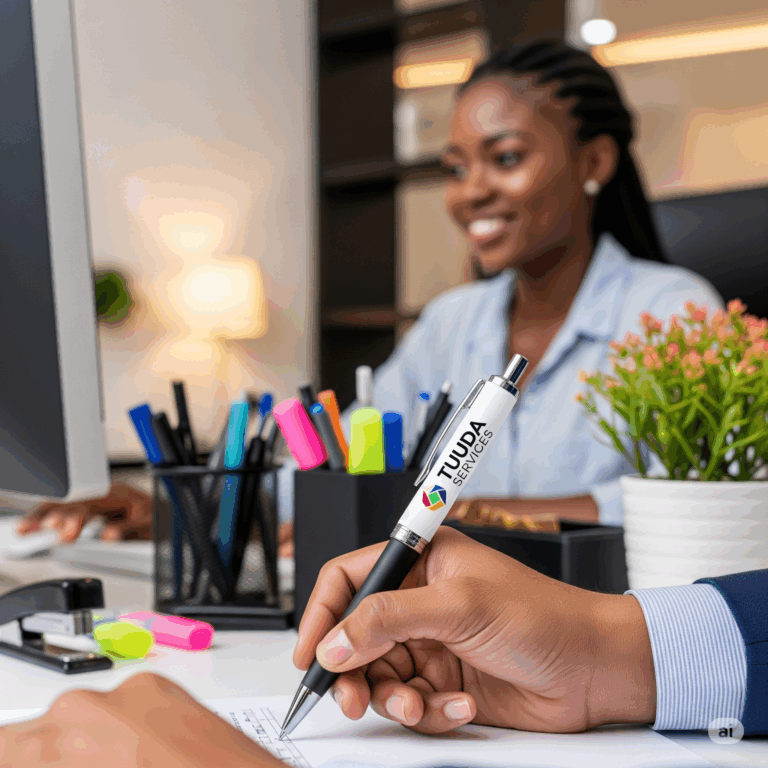 Illustration TUUDA Services : une collaboratrice à son bureau