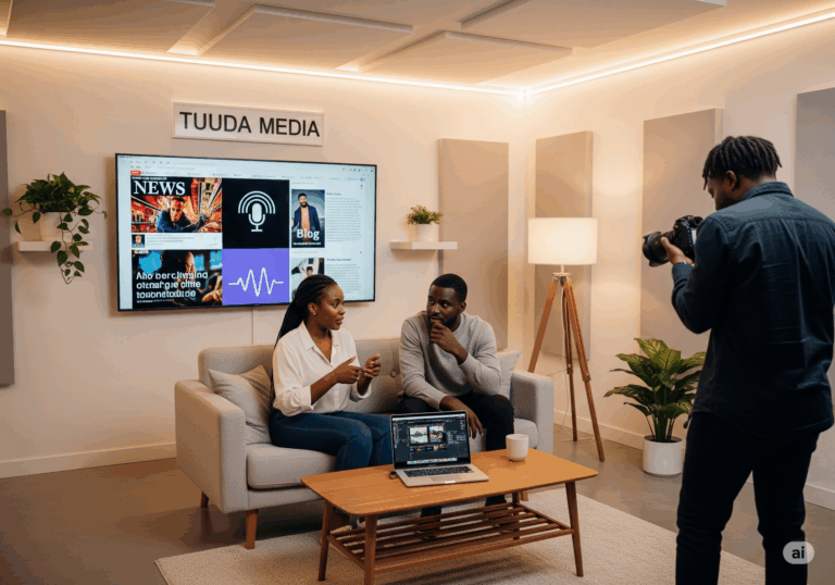 Illustration : tournage d'un spot sur un plateau aux couleurs de TUUDA