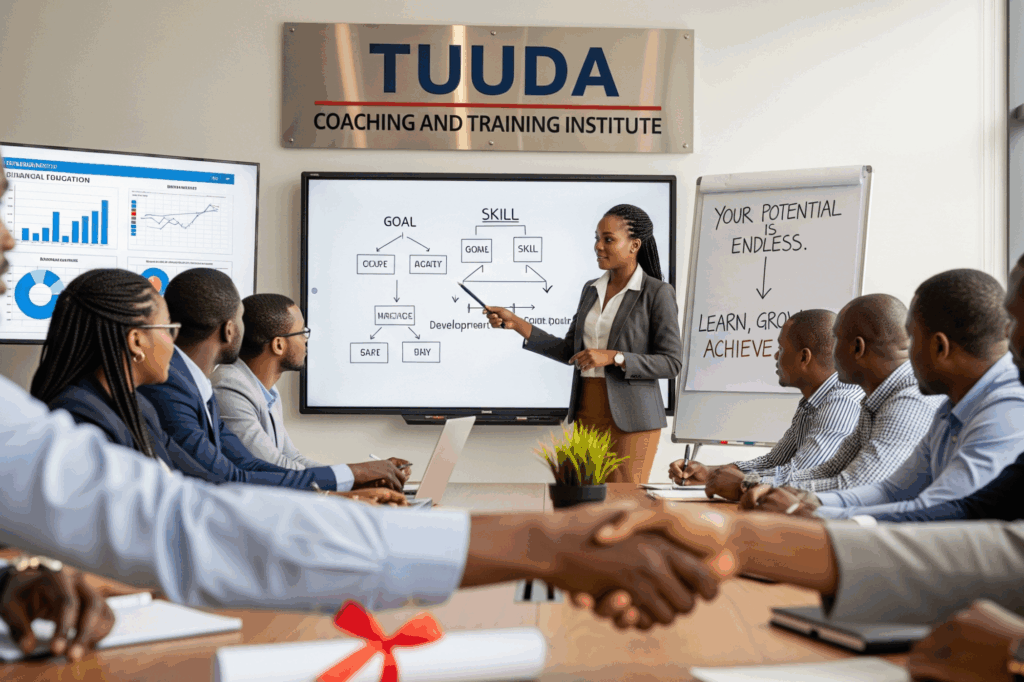 Illustration : séance de travail dans une salle aux couleurs de TUUDA