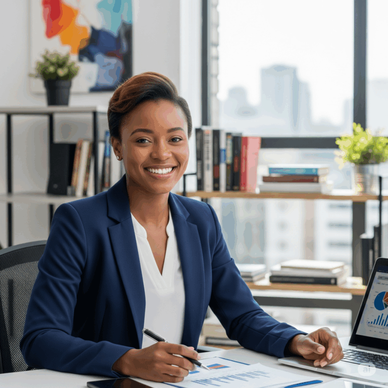 Illustration : une assistante de direction dans son bureau