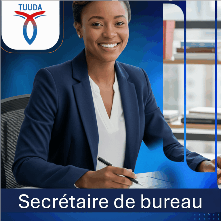 Illustration : une secrétaire à son poste de travail
