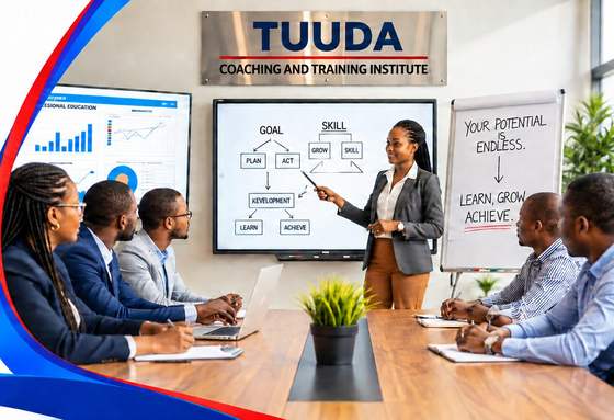 Séance de formation professionnelle animée au siège de TUUDA Coaching and Training Institute